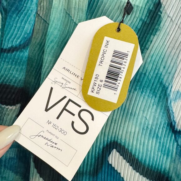 NWT Villa Fresca Malia Micro Pleated Maxi Dress Chiffon Cover Up Vacation New 6 - Picture 7 of 10